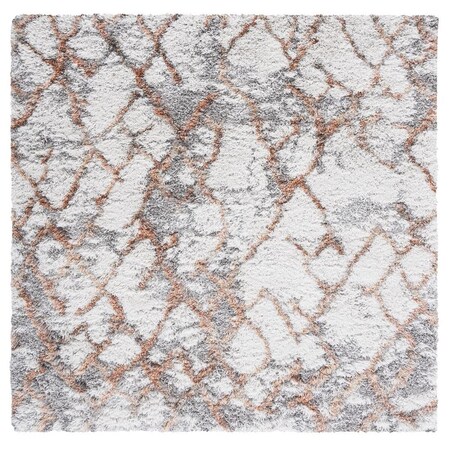 Safavieh 6 ft. 7 in. x 6 ft. 7 in. Square Horizon Shag 800 Rug; Ivory & Rust HZN894P-7SQ